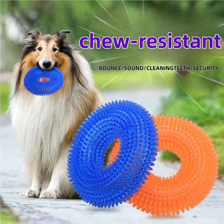 Spiky Squeaky TPR Dog Chew Toy Teeth Cleaner