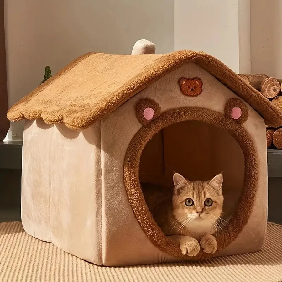 Foldable Washable Pet House Cozy Cat Dog Bed