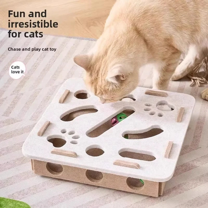 Felt Cat Puzzle Box Toy with Ball Exercise