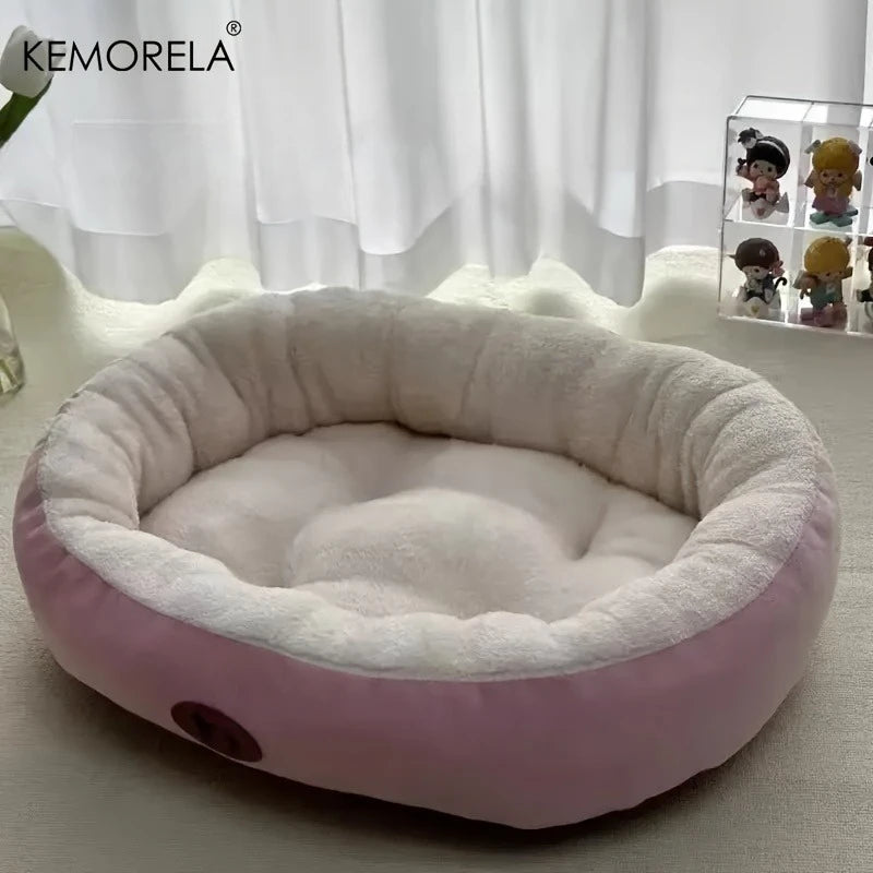 Cozy Oval Plush Pet Bed Warm Snuggle Cushion