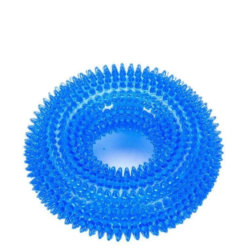 Spiky Squeaky TPR Dog Chew Toy Teeth Cleaner