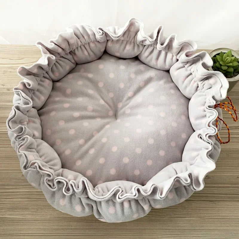 Fluffy Round Adjustable Cat Bed Soft Warm Cushion Basket