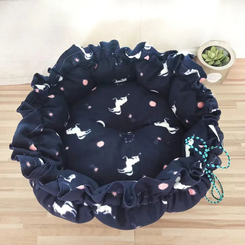 Fluffy Round Adjustable Cat Bed Soft Warm Cushion Basket