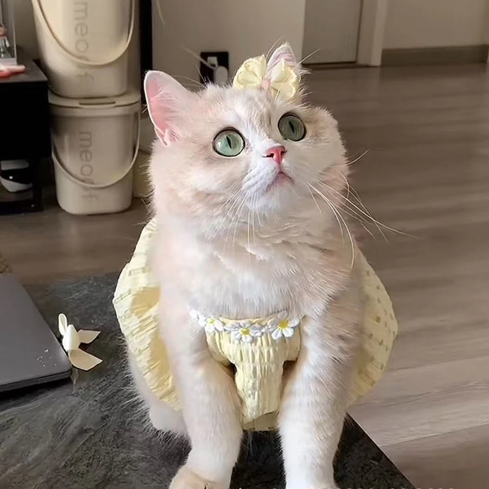 Breathable Floral Pet Princess Dress for Cats Small Dogs