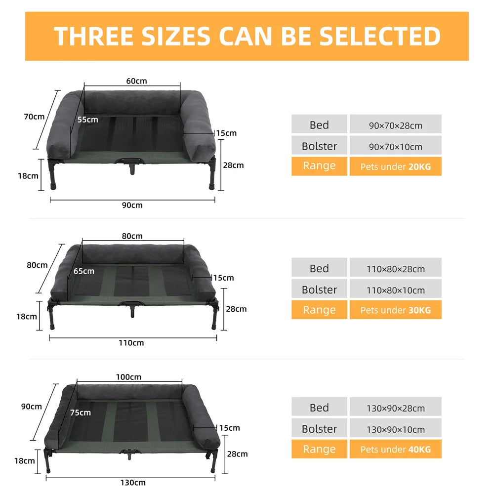 XXL Raised Cooling Dog Bed with Plush Mat