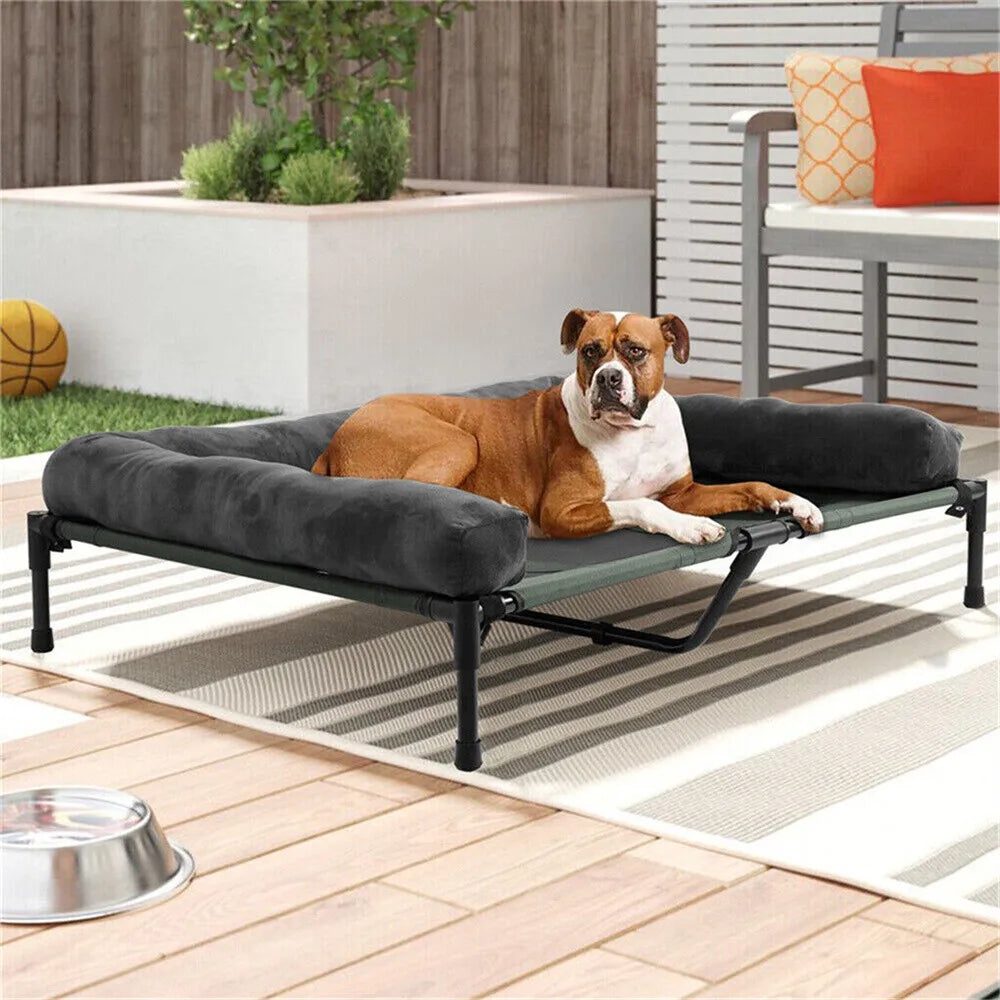 XXL Raised Cooling Dog Bed with Plush Mat